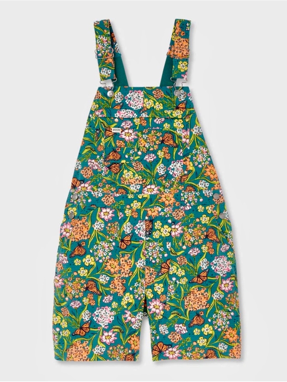 Duluth Women's 3X Heirloom Gardening 7" Short Overalls, Midnight Green Monarch